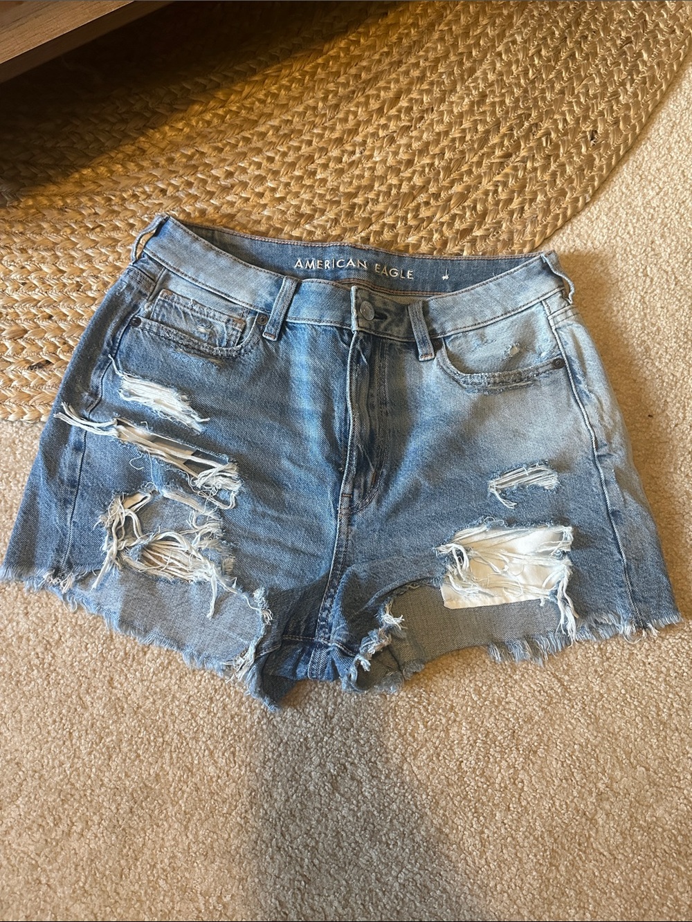 American Eagle Outfitters Light Blue Distressed Denim Women’s Shorts